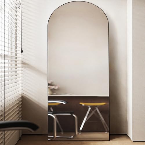 Arched Floor Mirror 58"x18" Full Length with Stand, Aluminum Frame, Black S856658