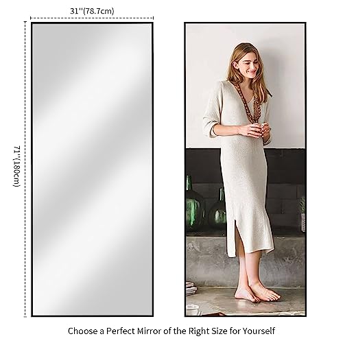 Koonmi Large Full Length Mirror with Stand, Aluminum Alloy Frame, Black G7504