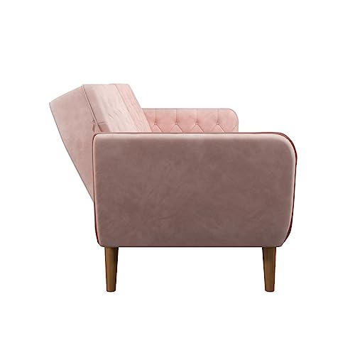 Novogratz Tallulah Memory Foam Futon Convertible Couch, Camel Faux Leather F5939