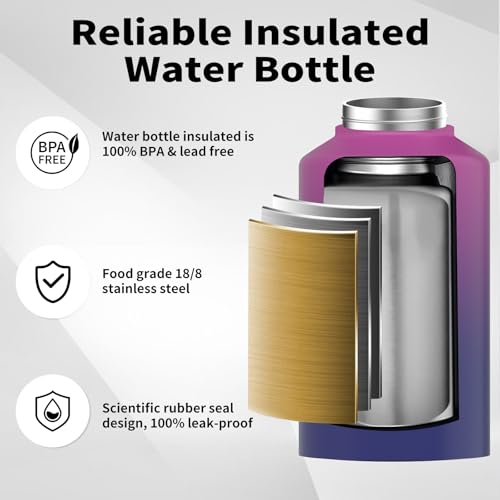 128oz Insulated Stainless Steel Water Bottle with Handle, Black W803