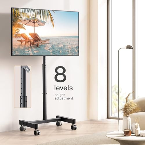 Perlegear Mobile TV Cart, Rolling TV Stand for 13-50 inch TVs, Height Adjustable, Holds 44lbs R956246