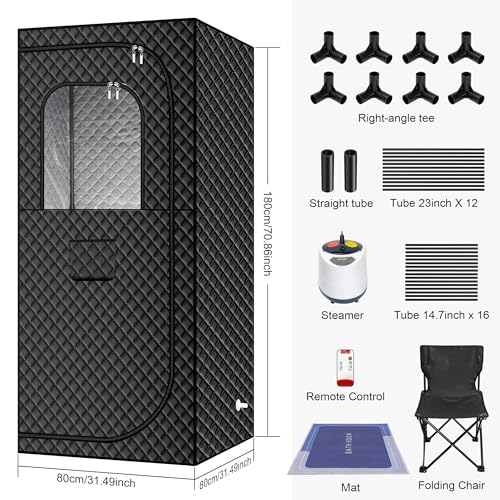 MIXC Portable Steam Sauna Box with Remote Control and Folding Chair A988