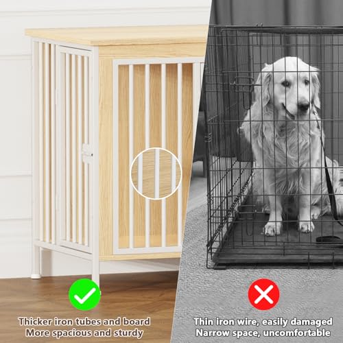 EasyCom XL Wooden Dog Crate Furniture for Medium and Large Breeds, 2 Doors A673