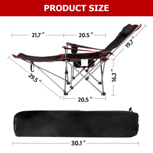 YSSOA Removable Footrest Reclining Camping Chair, Black J500901