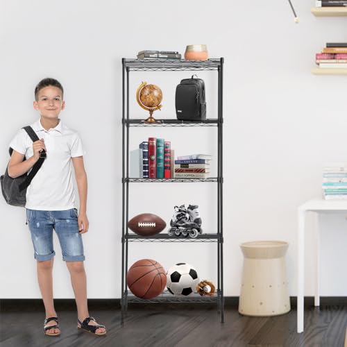 4 Tier NSF Wire Shelving Unit Heavy Duty Steel Storage Rack, Black X19089